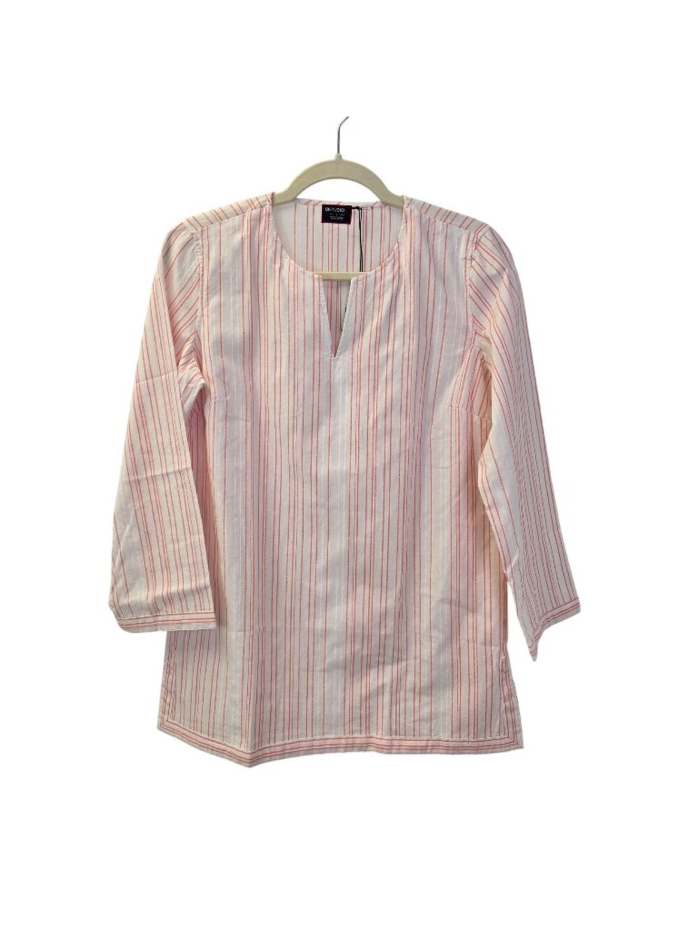 NWT UNTUCKit Dufort Striped Long Sleeve Split Neck Shirt Size 8